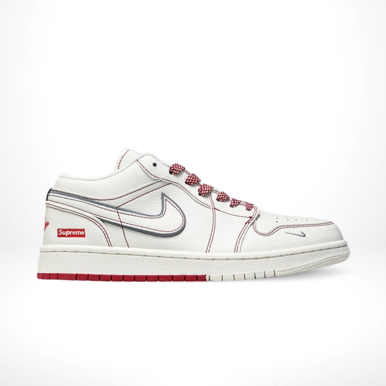 Air Jordan 1 Low x Supreme Sail White Red Custom